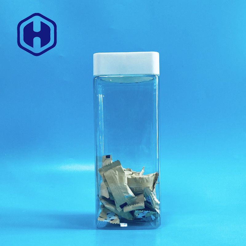 os frascos plásticos do quadrado 1140ml parafusam o produto comestível superior das barras dos doces com prova do escape do forro