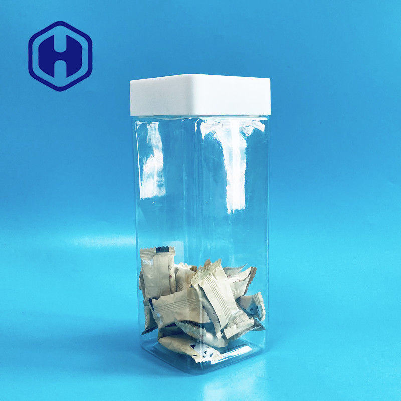 os frascos plásticos do quadrado 1140ml parafusam o produto comestível superior das barras dos doces com prova do escape do forro