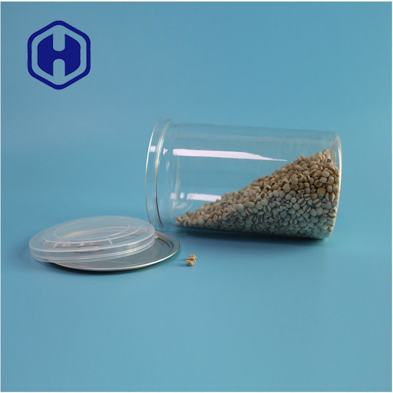 Frutos do mar Nozes Alimentos Seguros Transparentes Recicláveis Redondos PET Cano de Alimentos Com Fim Aberto Fácil