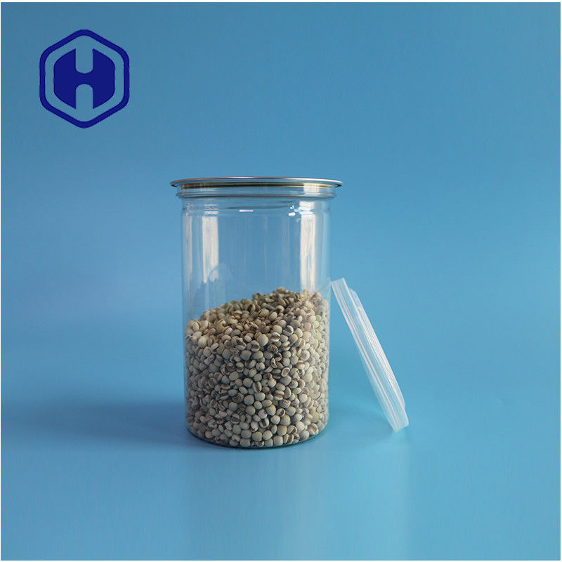 Frutos do mar Nozes Alimentos Seguros Transparentes Recicláveis Redondos PET Cano de Alimentos Com Fim Aberto Fácil