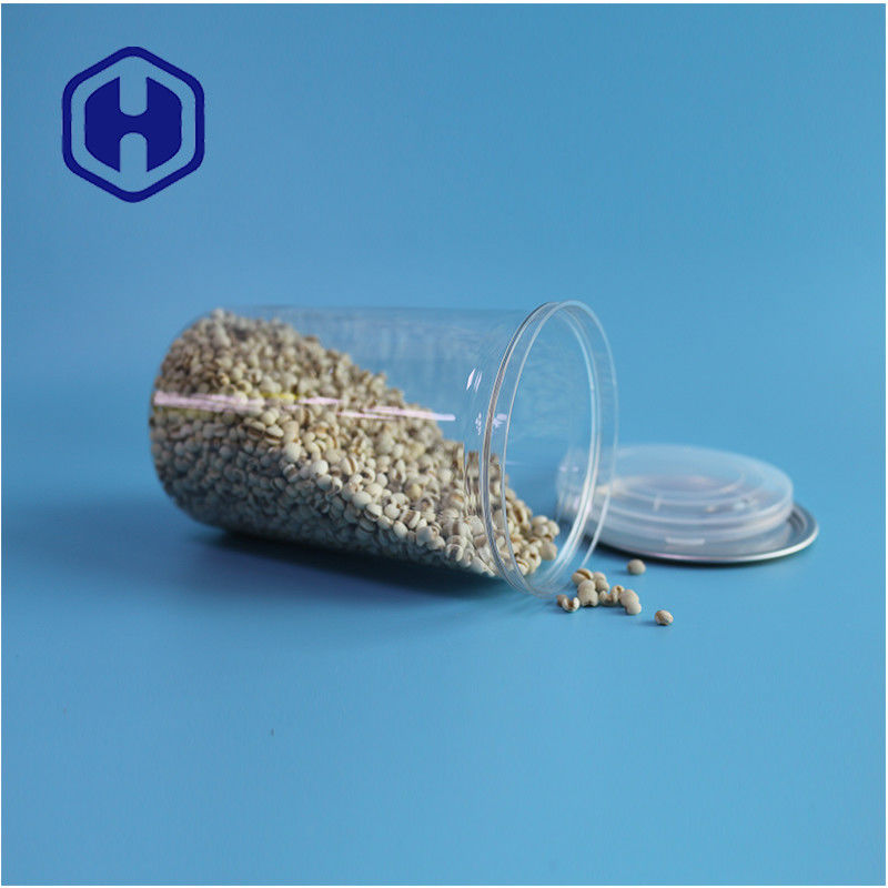 Frutos do mar Nozes Alimentos Seguros Transparentes Recicláveis Redondos PET Cano de Alimentos Com Fim Aberto Fácil