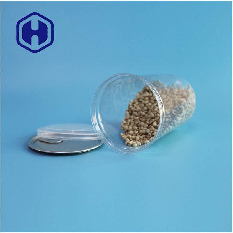 Frutos do mar Nozes Alimentos Seguros Transparentes Recicláveis Redondos PET Cano de Alimentos Com Fim Aberto Fácil