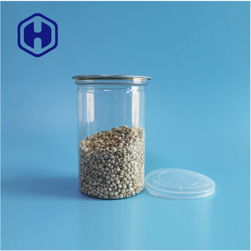 Frutos do mar Nozes Alimentos Seguros Transparentes Recicláveis Redondos PET Cano de Alimentos Com Fim Aberto Fácil