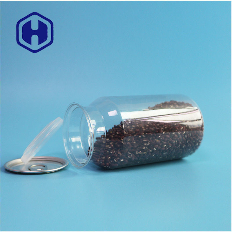 Latas de plástico PET transparentes para alimentos secos e especiarias com prova de vazamento e design fácil de abrir