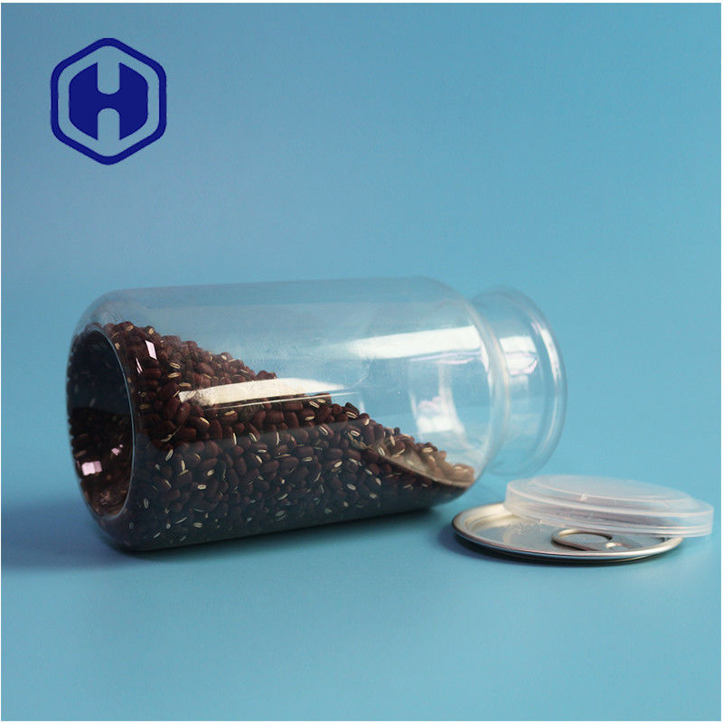 Latas de plástico PET transparentes para alimentos secos e especiarias com prova de vazamento e design fácil de abrir