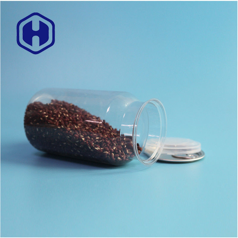 Latas de plástico PET transparentes para alimentos secos e especiarias com prova de vazamento e design fácil de abrir