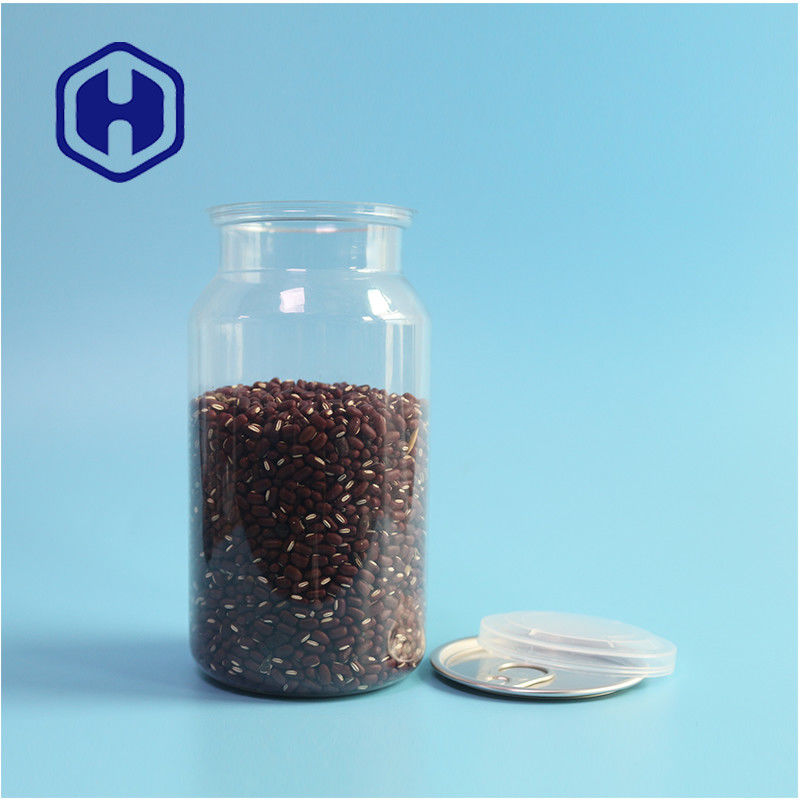 Latas de plástico PET transparentes para alimentos secos e especiarias com prova de vazamento e design fácil de abrir