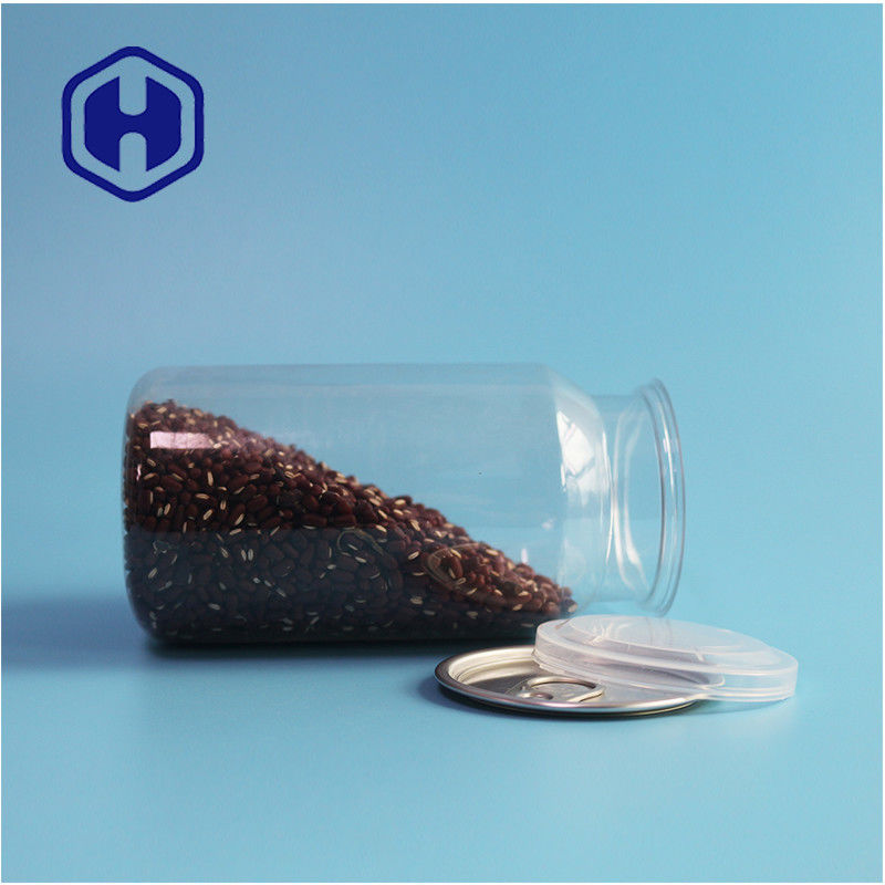 Latas de plástico PET transparentes para alimentos secos e especiarias com prova de vazamento e design fácil de abrir