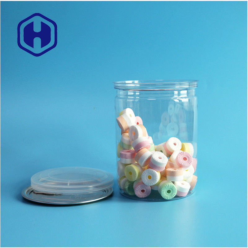 Embalagem de supermercado de 500 ml 17 oz PET transparente lata de plástico com extremidade de alumínio fácil de abrir