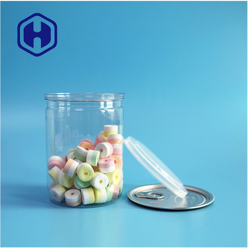 Embalagem de supermercado de 500 ml 17 oz PET transparente lata de plástico com extremidade de alumínio fácil de abrir