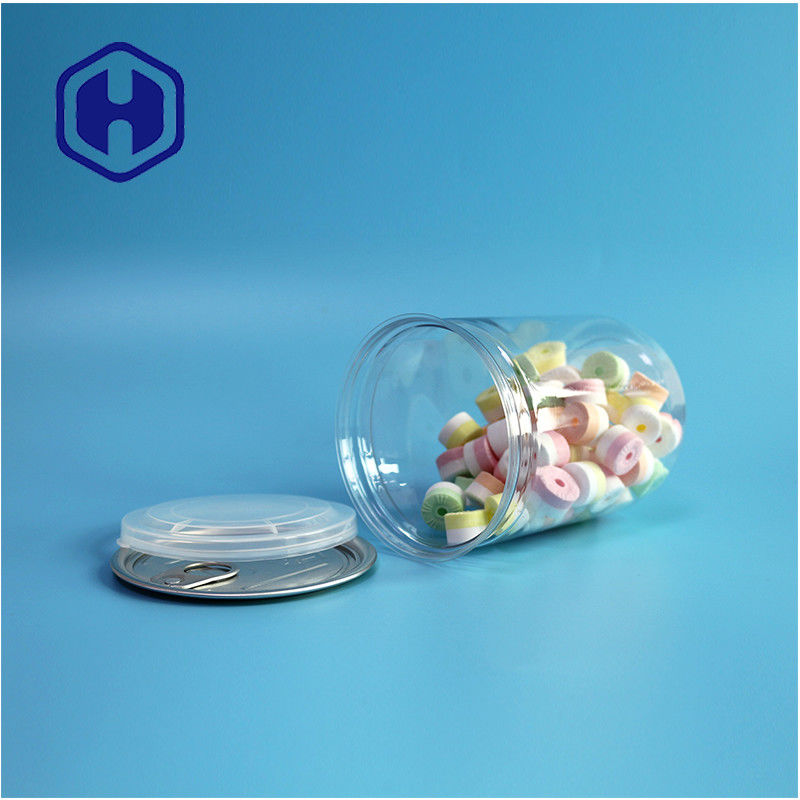 Embalagem de supermercado de 500 ml 17 oz PET transparente lata de plástico com extremidade de alumínio fácil de abrir