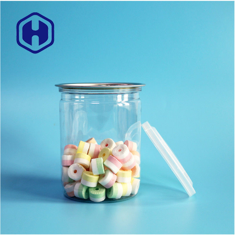 Embalagem de supermercado de 500 ml 17 oz PET transparente lata de plástico com extremidade de alumínio fácil de abrir