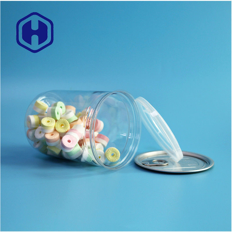 Embalagem de supermercado de 500 ml 17 oz PET transparente lata de plástico com extremidade de alumínio fácil de abrir