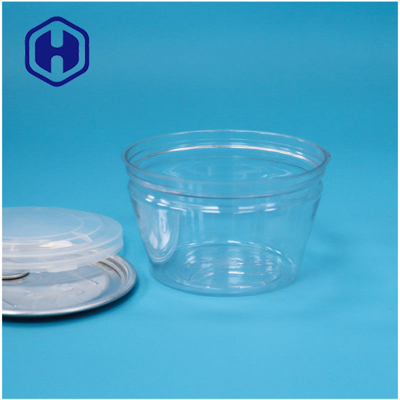 Pequena forma de taça de qualidade alimentar, empilhável, fácil de abrir, frutos do mar, peixe, PET transparente, lata de plástico