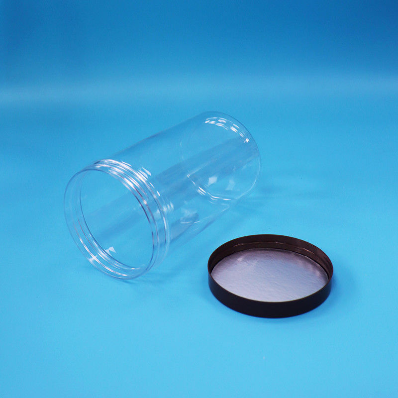 Plástico redondo PET transparente Snacks Frutas Alimentos Doces Jar Normal Torno Top Cap