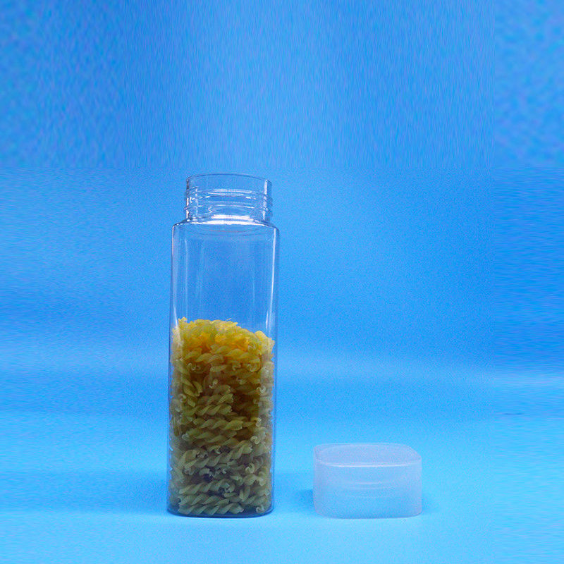 Boca Larga 600ml Snack Food Candy Transparente Quadrado PET frascos de plástico