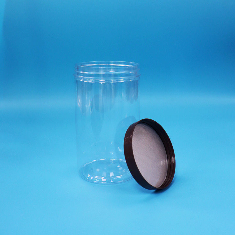 Plastico Transparente PET Snacks Alimentos Doces frasco de nozes com tampa normal de parafuso preto