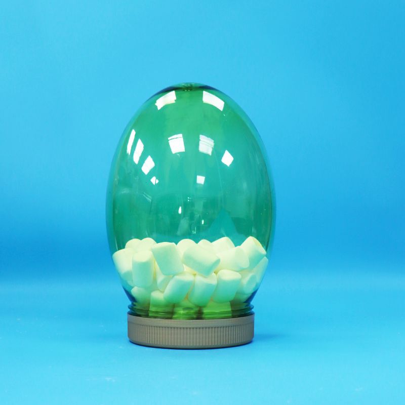 Frasco de plástico PET transparente com formato único para alimentos, grau alimentício, para nozes, pistache, doces, tampa plana de rosca