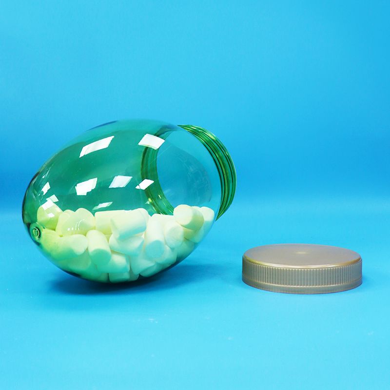 Frasco de plástico PET transparente com formato único para alimentos, grau alimentício, para nozes, pistache, doces, tampa plana de rosca