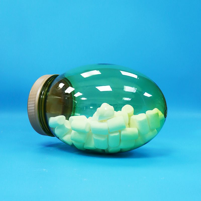 Frasco de plástico PET transparente com formato único para alimentos, grau alimentício, para nozes, pistache, doces, tampa plana de rosca