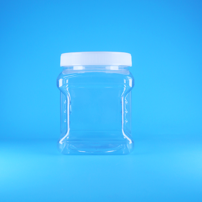 Potes de plástico transparente com tampa de rosca PET sem ar para doces, frutas secas, alimentos para bebês