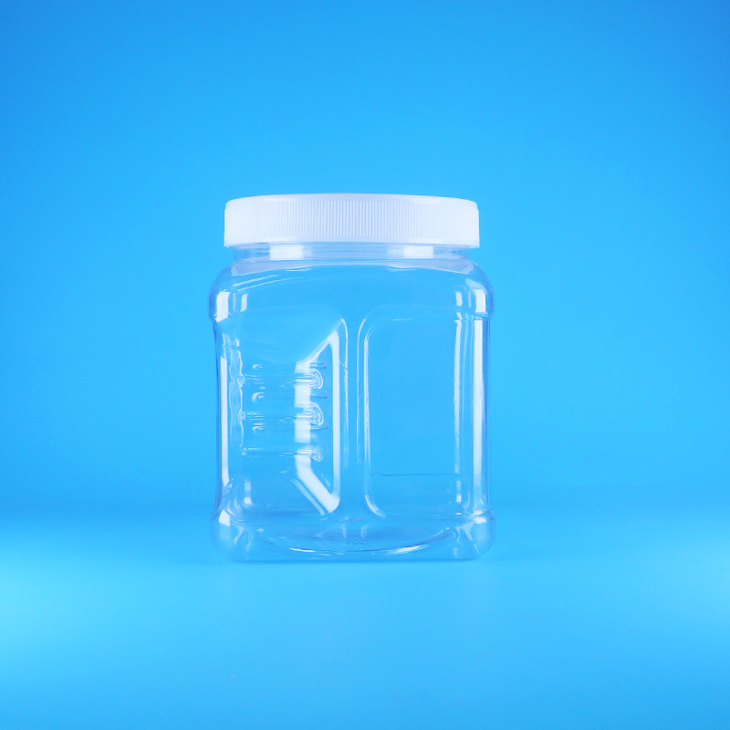 Potes de plástico transparente com tampa de rosca PET sem ar para doces, frutas secas, alimentos para bebês