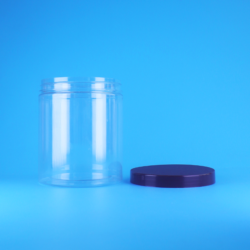 Tampa plana de rosca à prova de vazamento, redonda, transparente, plástico PET, potes para frutas secas doces, sem BPA, design personalizado para alimentos desidratados