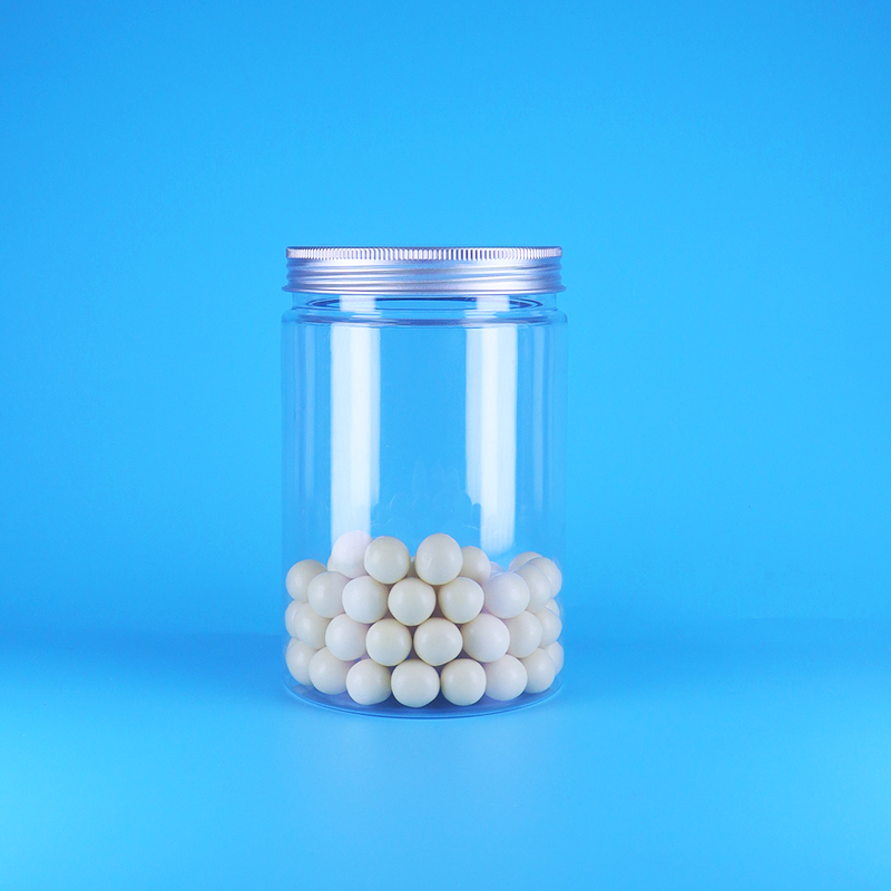 Frasco Redondo Alto de Plástico PET Transparente de Boca Larga para Alimentos para Bebês e Doces com Tampa Plana de Alumínio