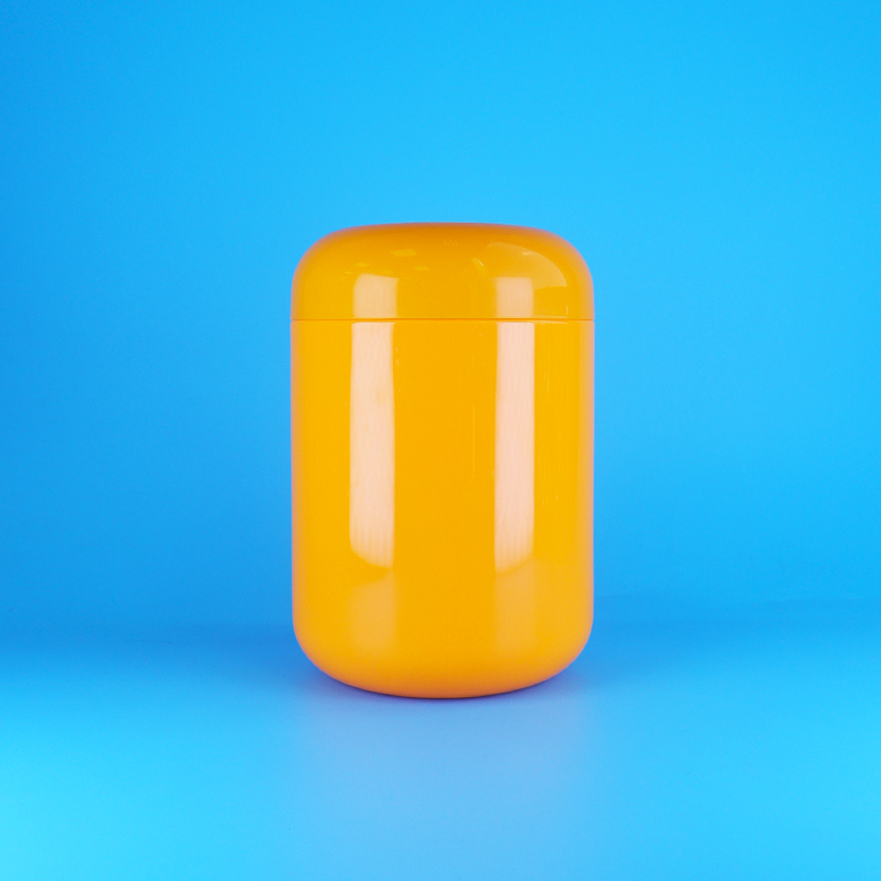 Frascos de plástico PET redondos laranja herméticos para biscoitos e algodão doce com tampa de rosca laranja