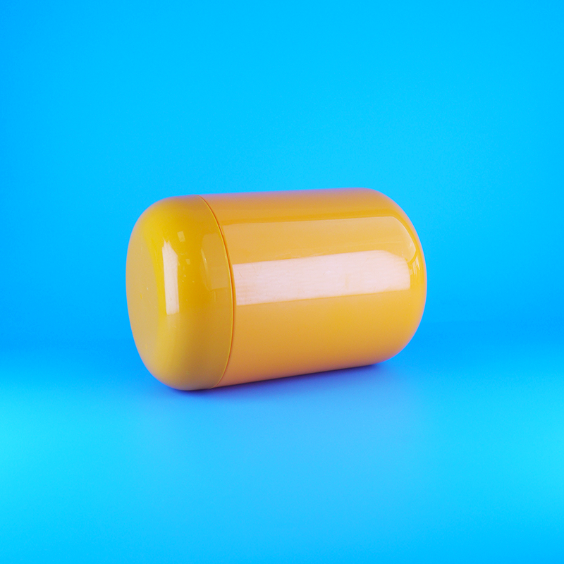 Frascos de doces de plástico PET laranja de qualidade alimentar com tampa plana de rosca laranja em formato redondo