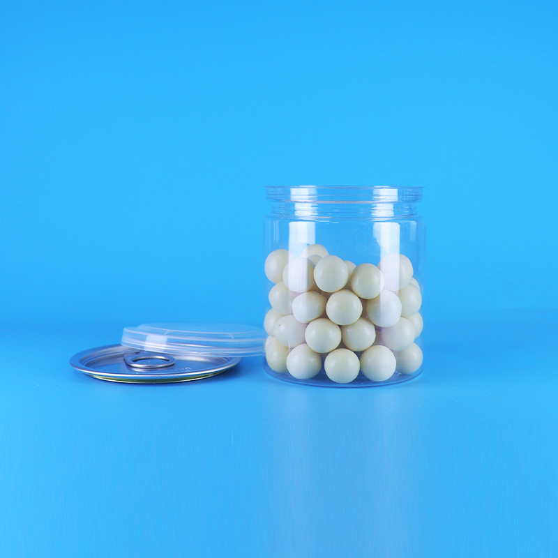 Prova de vazamento fácil tapa aberta limpa e redonda snack doces PET latas de plástico embalagem de alimentos