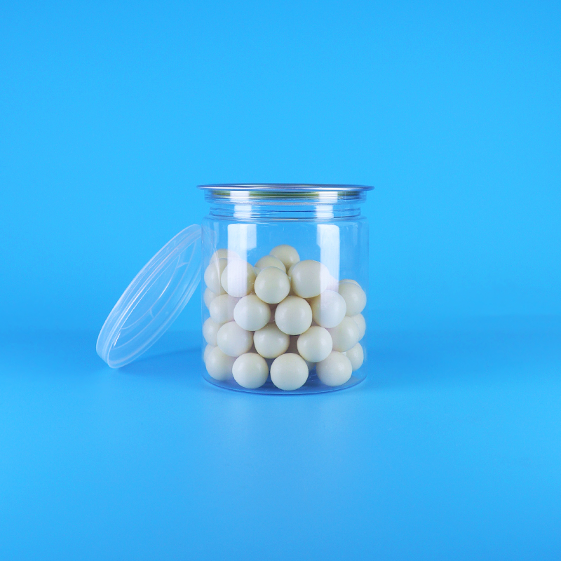 Prova de vazamento fácil tapa aberta limpa e redonda snack doces PET latas de plástico embalagem de alimentos
