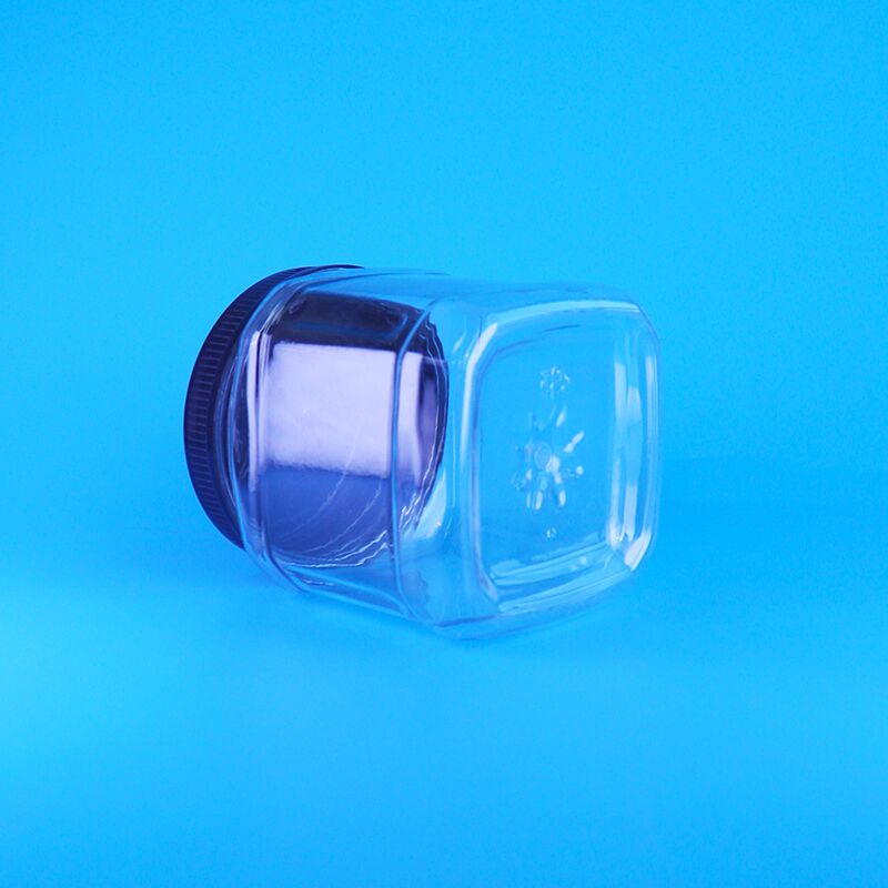 Quadrado, transparente, sem ar, tampa de parafuso, plástico, lanche, passas, feijão, feijão largo, pinheiro, nozes, frascos de armazenamento