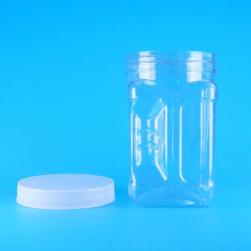 Sésamo farinha de milho preenchimento Biscoito PET transparente plástico parafusos tampas quadrados agarrar frascos Bpa livre