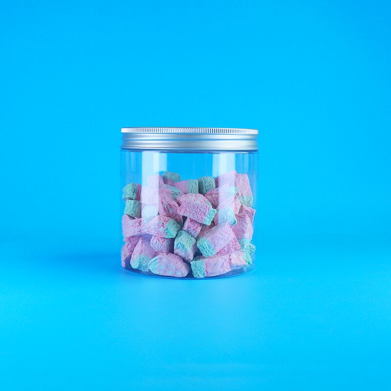 Tampa de alumínio redonda fácil de abrir para alimentos, doces, biscoitos, chá de jasmim, pote de PET plástico transparente