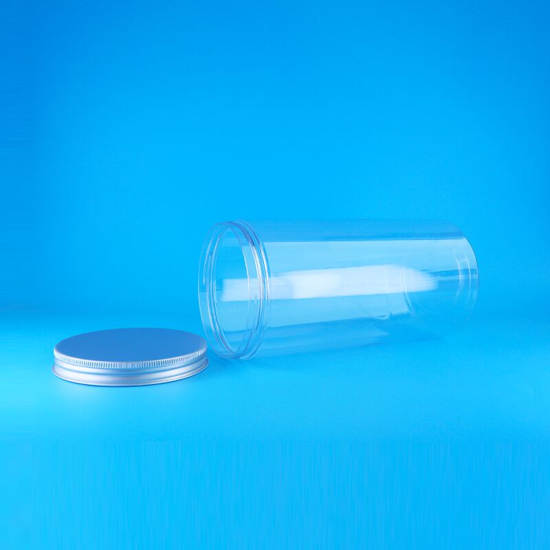 Tampas de rosca boca larga transparentes herméticas altas redondas de plástico para biscoitos e alimentos secos