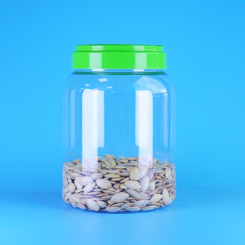 Pote de plástico redondo PET transparente para alimentos, tampa plana, café, doces, sementes de lótus, comida para bebé