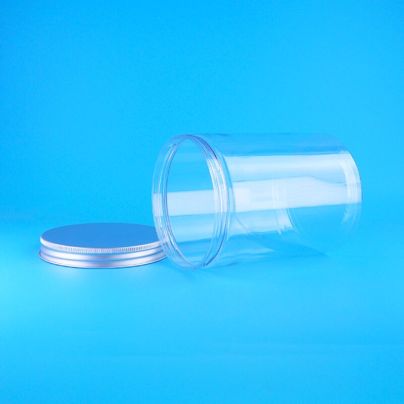 Pote de Vidro PET Transparente para Alimentos com Boca Larga, Tampa Reta de Rosca para Pipoca, Azeitona e Tâmara Vermelha