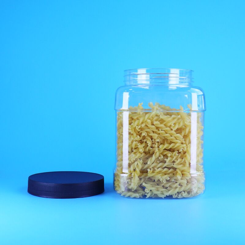 Pote Quadrado Personalizado de Plástico PET com Tampa de Grau Alimentício Bem Vedada para Biscoitos e Nozes