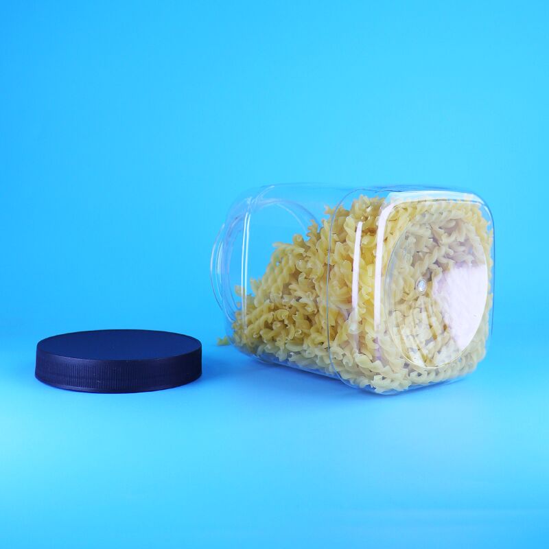 Pote Quadrado Personalizado de Plástico PET com Tampa de Grau Alimentício Bem Vedada para Biscoitos e Nozes