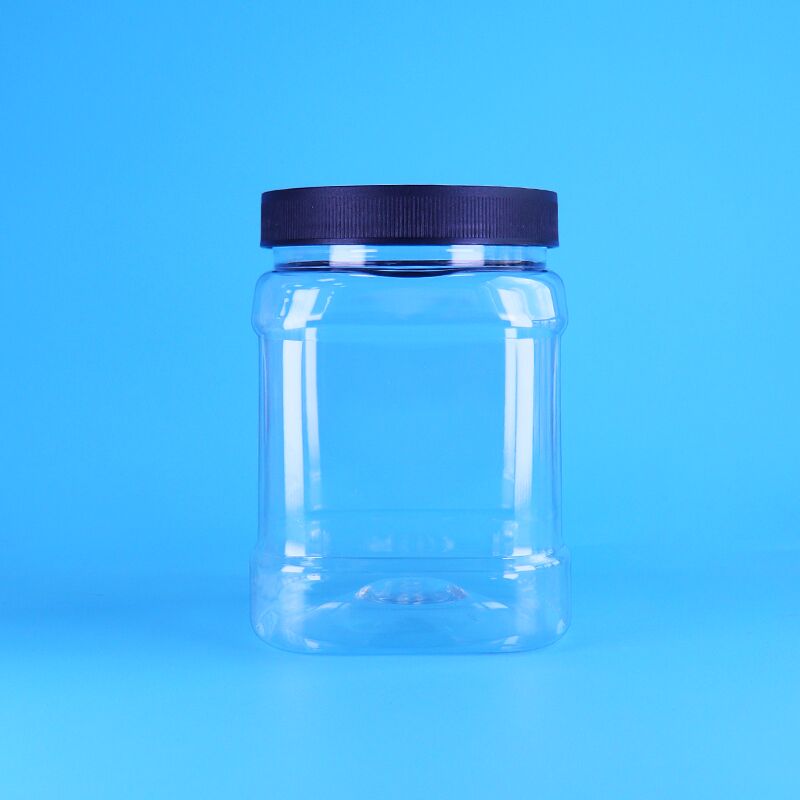 850 ml de frasco de embalagem de plástico PET de forma quadrada com tampa de parafuso para armazenamento de alimentos para bebés e doces