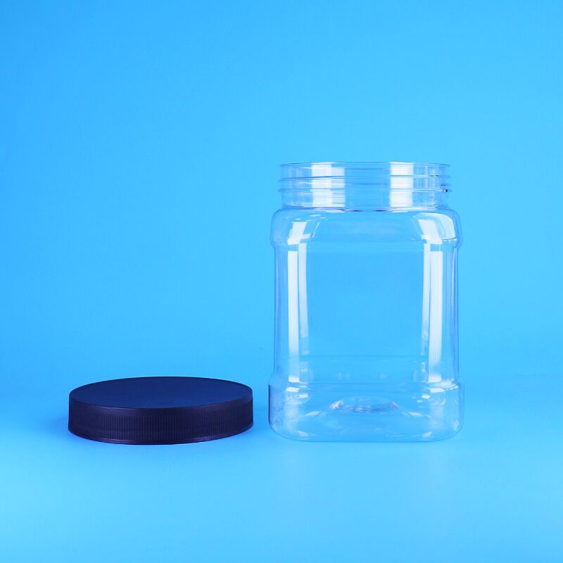 850 ml de PET de qualidade alimentar, quadrado e transparente, frascos de embalagem de plástico personalizados, tampa de parafuso para frutas secas