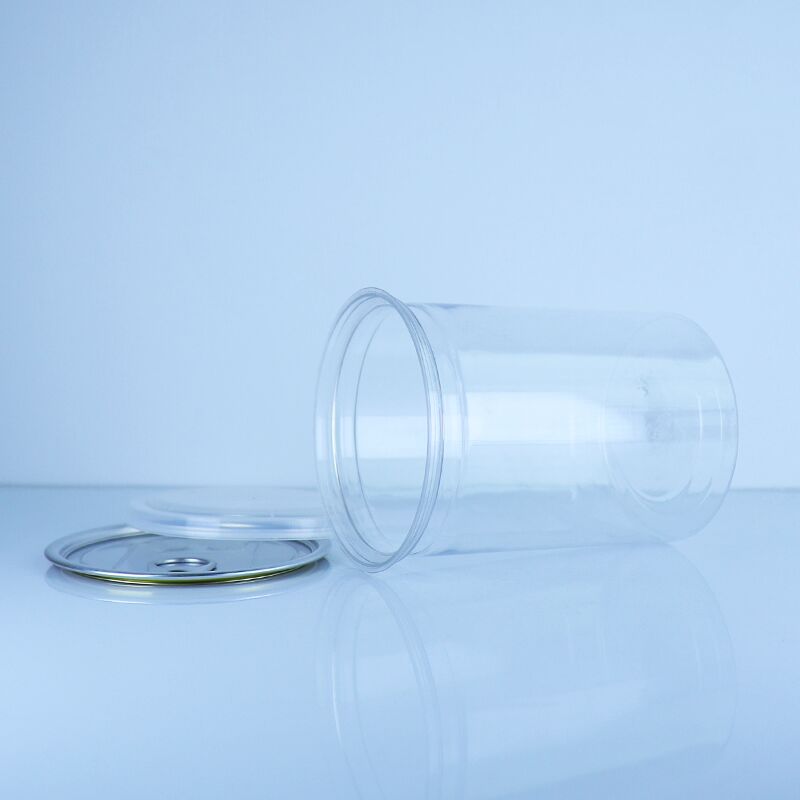 PET transparente armazenamento de alimentos biscoitos bolos doces nozes lata com tapa PE fácil de abrir