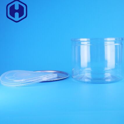 Lata de PET transparente para vedação de poços com tampa de fácil abertura para soluções de embalagem de frutas secas, doces e alimentos