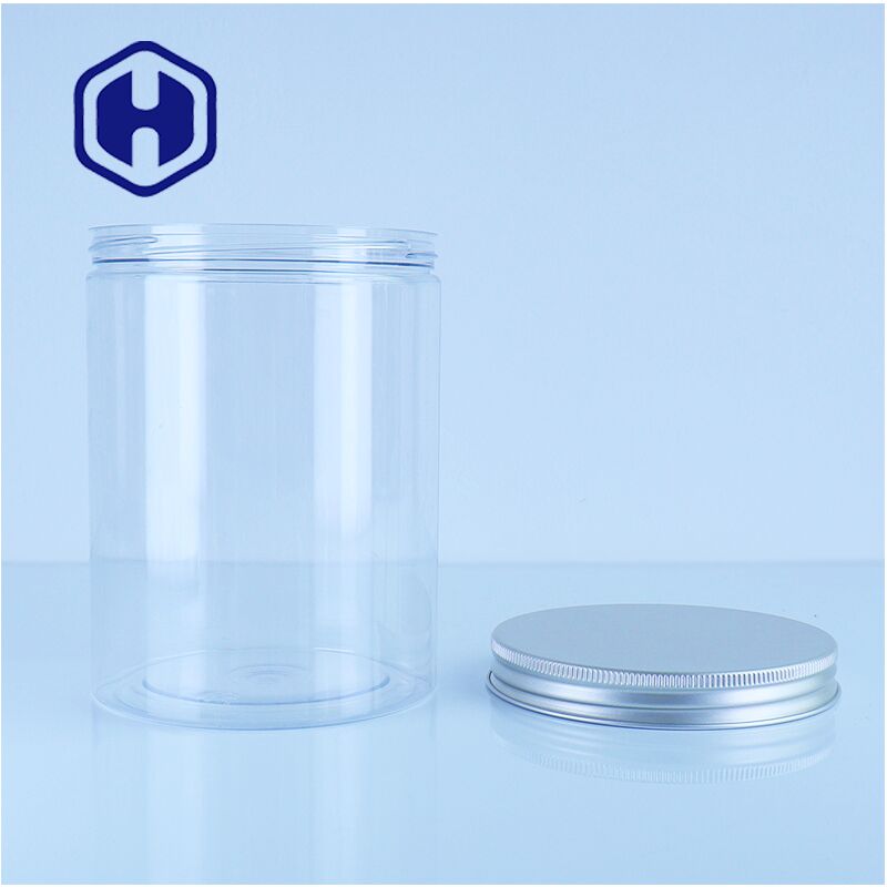 Garrafas com tampa de alumínio PET transparente de qualidade alimentar perfeitas para biscoitos de chocolate doces fácil confiável