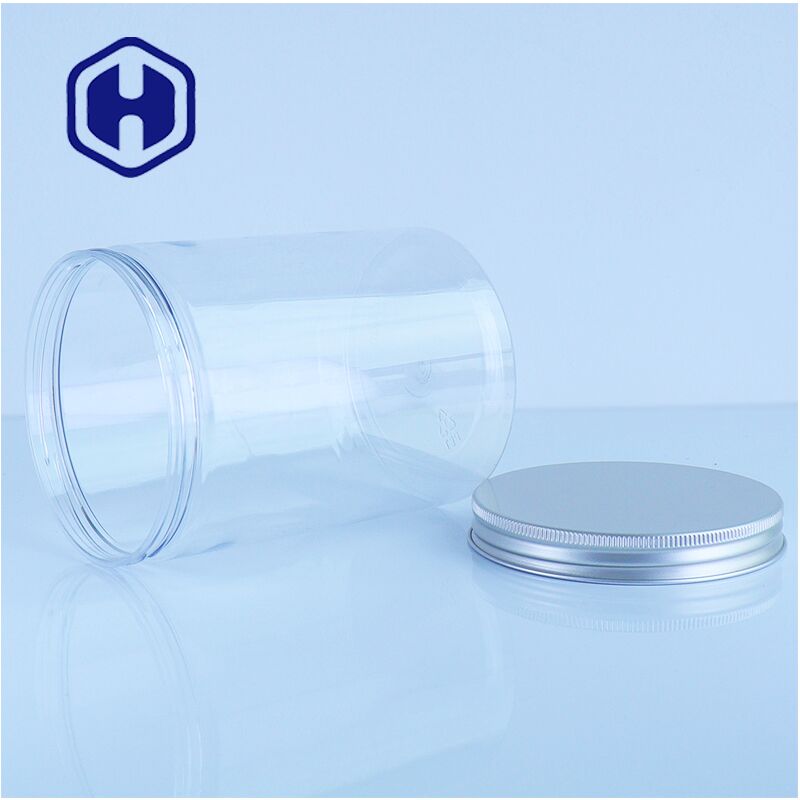Garrafas com tampa de alumínio PET transparente de qualidade alimentar perfeitas para biscoitos de chocolate doces fácil confiável