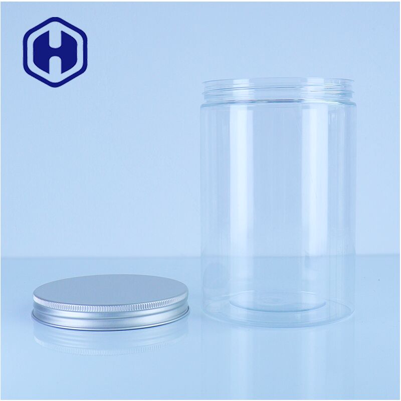 Frasco de plástico transparente premium para alimentos, fácil de despejar, solução de armazenamento segura e elegante, nozes, doces, lanches