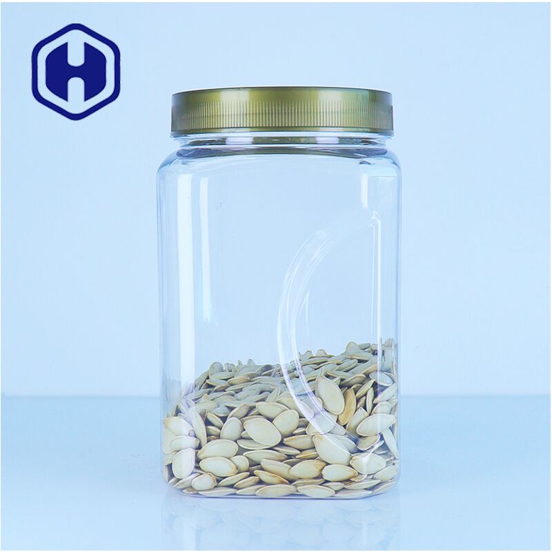 Quadrado PET Jar de plástico transparente para açúcar sal temperos de qualidade alimentar livre de vazamento conveniente de verter
