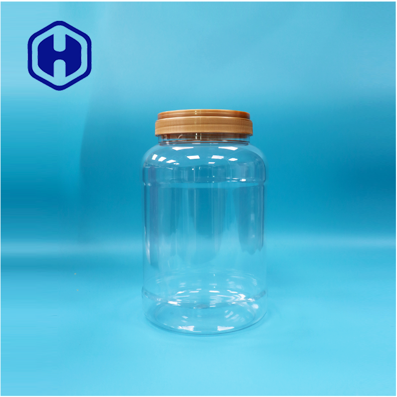 BPA Free Handle Cap Transparente Redondo Larga Boca PET plástico Leite em Pó Jar de colher