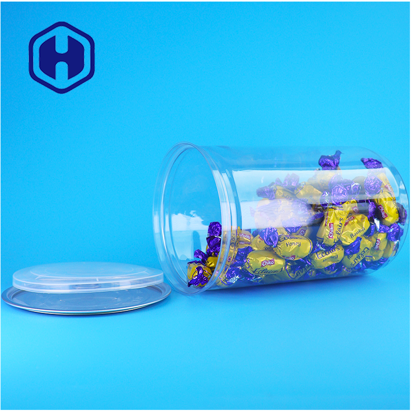 Cereal Pet Treats Amêndoas misturadas sem BPA Caixa de PET de plástico transparente com tampa de alumínio
